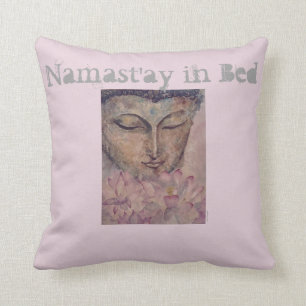 Namast'ay in Bed Buddha Waterverf Art Pillow Kussen