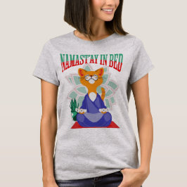 Namast'ay in bed Grappig Yoga T-shirt | Lazy Day M