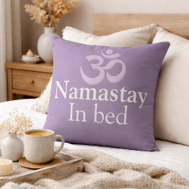 Namastay In Bed Yoga Lavender purple white Funny Kussen