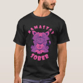 Namastay Sober Cat Alcoholic Abstinence AA Support T-shirt (Voorkant)