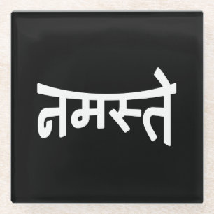 Namaste (न स् ते) - Devanagari Script Glazen Onderzetter