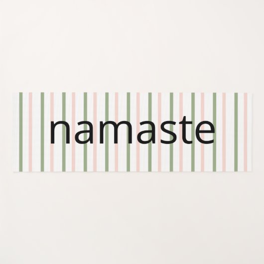 Namaste Adem Roze en Groene Strepen Yogamat (Voorkant (horizontaal))