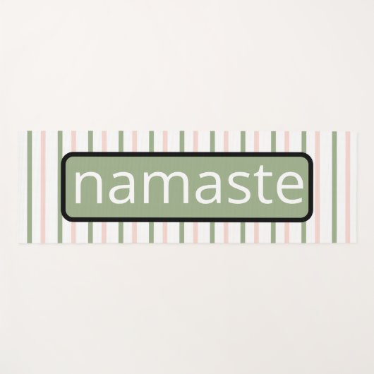 Namaste Adem Roze en Groene Strepen Yogamat (Voorkant (horizontaal))