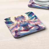 Namaste anime meisje mediteren bier onderzetter (Linkerzijde)