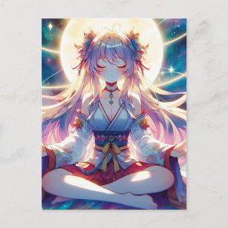Namaste anime meisje mediteren briefkaart
