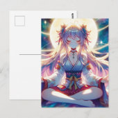 Namaste anime meisje mediteren briefkaart (Voorkant / Achterkant)