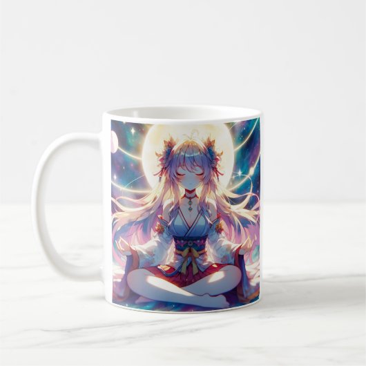 Namaste anime meisje mediteren koffiemok (Links)