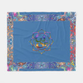 Namaste Aum Om & Lotus met  regenbooggrens Fleece Deken (Voorkant (Horizontaal))