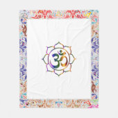 Namaste Aum Om & Lotus met  regenbooggrens Fleece Deken (Voorkant)