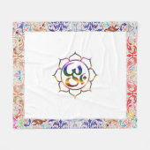 Namaste Aum Om & Lotus met  regenbooggrens Fleece Deken (Voorkant (Horizontaal))