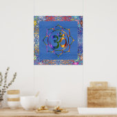 Namaste Aum Om & Lotus met  regenbooggrens Poster (Keuken)
