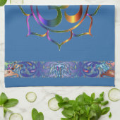 Namaste Aum Om Lotus met  regenbooggrens Theedoek (Gevouwen)