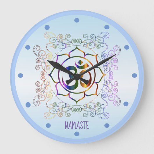 Namaste Aum (Om) Lotus Prismatic Ornamental Grote Klok (Voorkant)