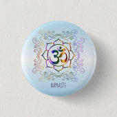 Namaste Aum (Om) Lotus Prismatic Ornamental Ronde Button 3,2 Cm (Voorkant)