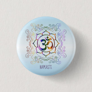 Namaste Aum (Om) Lotus Prismatic Ornamental Ronde Button 3,2 Cm