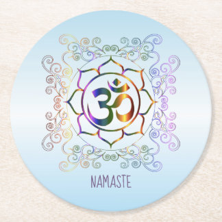 Namaste Aum (Om) Lotus Prismatic Ornamental Ronde Kartonnen Onderzetter
