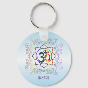 Namaste Aum (Om) Lotus Prismatic Ornamental Sleutelhanger