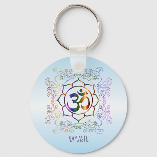 Namaste Aum (Om) Lotus Prismatic Ornamental Sleutelhanger (Voorkant)