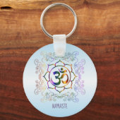 Namaste Aum (Om) Lotus Prismatic Ornamental Sleutelhanger (Voorkant)