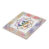Namaste Aum Om & Lotus Rainbow Border op maat Tegeltje (Zijkant)