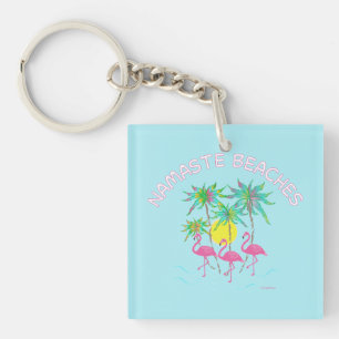 Namaste Beaches Flamingos Yoga Zen Fun Sleutelhanger