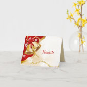 Namaste Bedankt voor de Red Kerstfeestdag Gold Bel Kaart (Gele Bloem)