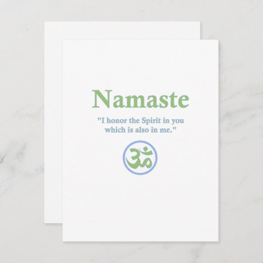 Namaste betekenis met Om Symbol Kaart (Voorkant / Achterkant)