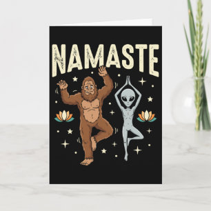 Namaste Bigfoot Alien Yoga Spiritueel Lance Lotus Kaart