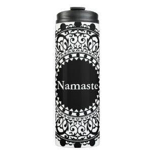 Namaste Black & White Floral Mandala Thermosbeker