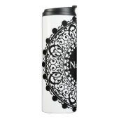 Namaste Black & White Floral Mandala Thermosbeker (Gedraaid links)