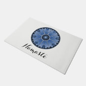 NAMASTE Blauwe Bloem Spiritueel Lotus Mandala Wit Deurmat (Schuin)