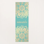 Namaste Blauwgroen Groen en Goud Mandala Bloemen Yogamat (Achterkant)