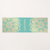 Namaste Blauwgroen Groen en Goud Mandala Bloemen Yogamat (Voorkant (horizontaal))