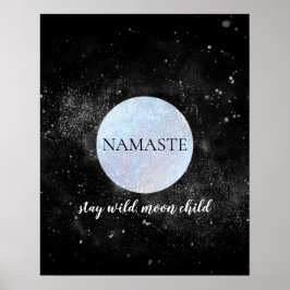Namaste Blijf Wild Moon Child Blue Moon Yoga Poster