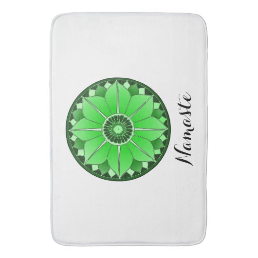 NAMASTE Bloem Spiritueel Groene Lotus Mandala Wit Badmat (Voorkant Verticaal)