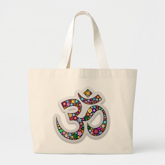 Namaste Bloemensymbool Kunst Grote Tote Bag (Voorkant)