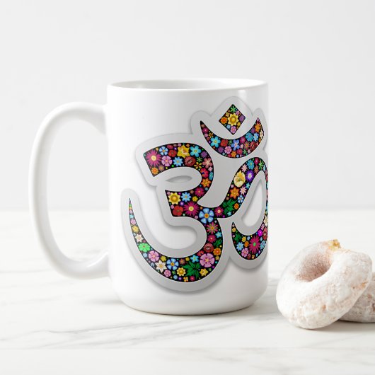 Namaste Bloemensymbool Kunst Koffiemok (Met donut)