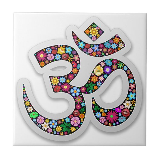 Namaste Bloemensymbool Kunst Tegeltje (Voorkant)