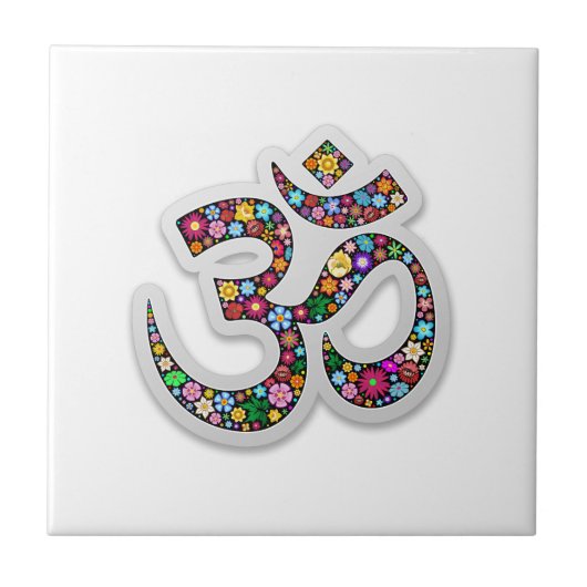 Namaste Bloemensymbool Kunst Tegeltje (Voorkant)