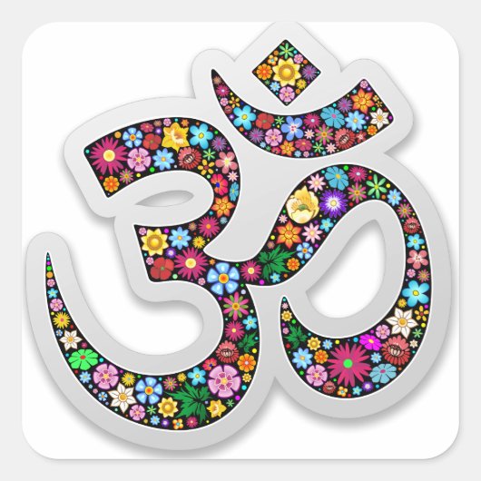 Namaste Bloemensymbool Kunst Vierkante Sticker (Voorkant)
