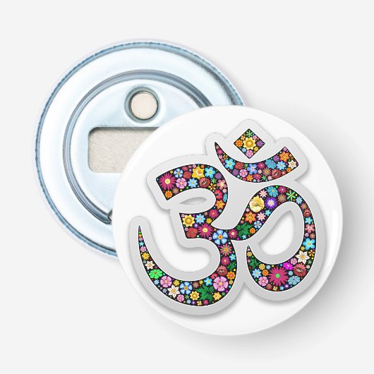 Namaste bloemsymbool kunst button flesopener (Voorkant)