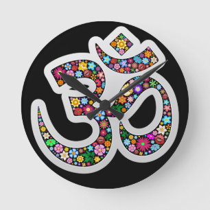 Namaste bloemsymbool kunst ronde klok