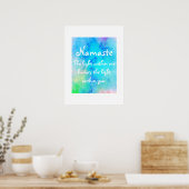 Namaste Blue Green Meditatie Yoga Waterverf Poster (Keuken)