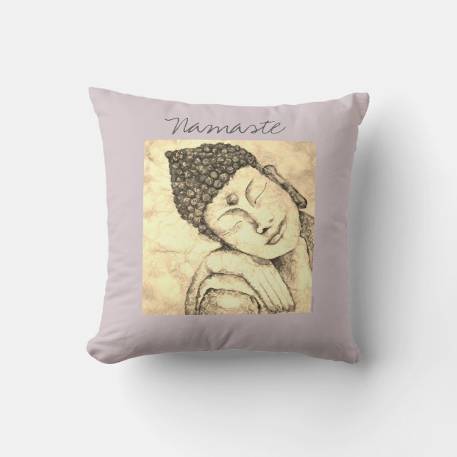 Namaste Boeddha Waterverf Art Pillow Kussen (Voorkant)