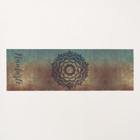 Namaste Brons en Groene Shimmery Mandala Yoga Mat (Achterkant (horizontaal))