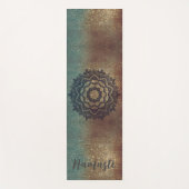 Namaste Brons en Groene Shimmery Mandala Yoga Mat (Voorkant)