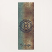 Namaste Brons en Groene Shimmery Mandala Yoga Mat (Achterkant)