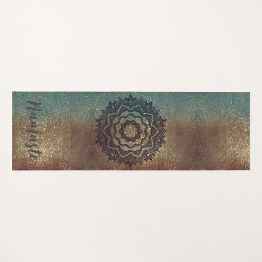 Namaste Brons en Groene Shimmery Mandala Yoga Mat (Voorkant (horizontaal))