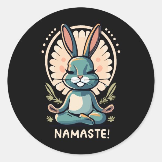 Namaste Bunny Yoga Konijn Meditatie Ronde Sticker (Voorkant)