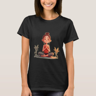 Namaste cartoon meisje mediteren t-shirt
